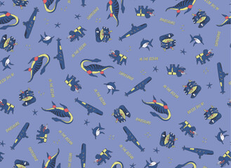 dinosaurs underwater pattern