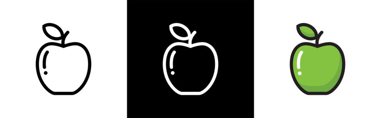 Green apple icon symbol signs, vector illustration