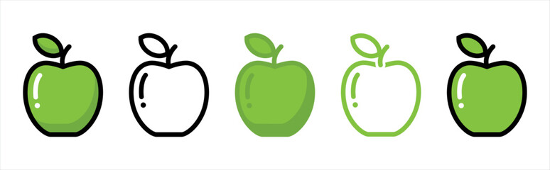 Green apple icon set symbol signs, vector illustration