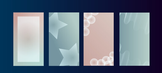 Obraz premium Beautiful gradient postcards with stars, waves, bubbles. Social media post templates for digital marketing and sales promotion.