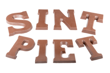 Chocolate letters making the word 'Sint' and "Piet'