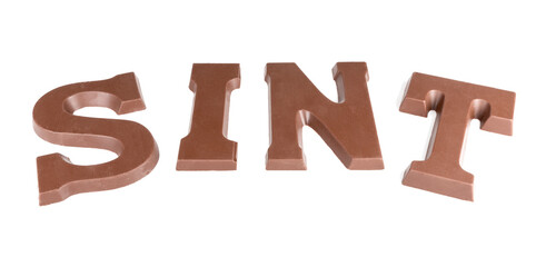 Chocolate letters making the word 'Sint' for a traditional Dutch event