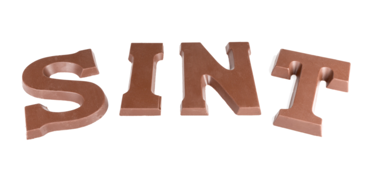 Chocolate letters making the word 'Sint' for a traditional Dutch event - Powered by Adobe