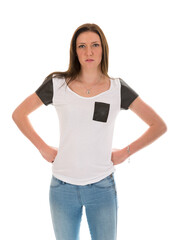 Fototapeta premium Angry and impatient young woman