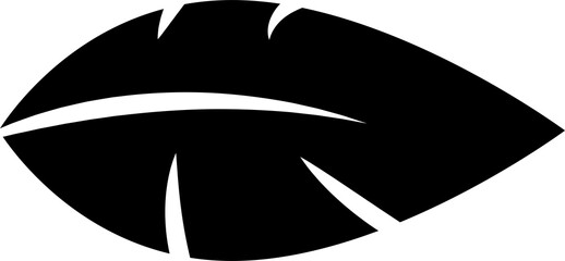 Black filled leaf shape, floral graphic element. Isolated png illustration, transparent background. Asset for art brush, stamp, flourish design, pattern, cards, montage, collage or mark making.