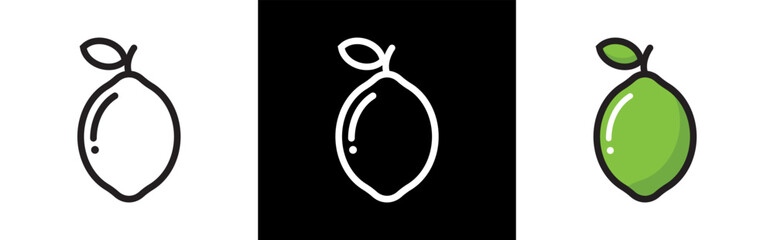 Lime citrus fruit icon symbol signs, vector illustration