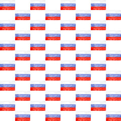 Fototapeta premium Watercolor hand painted Russian flag pattern illustration. 