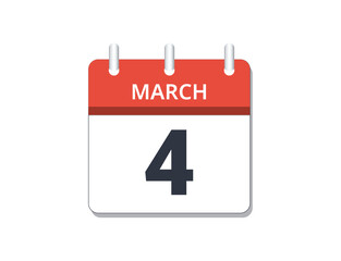 March, 4th calendar icon vector. 