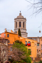 The tower of the Girona Cathedral, Girona, Spain