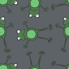 Animals cartoon seamless doodle frogs pattern for wrapping paper and kids clothes print and fabrics
