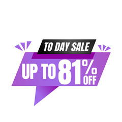 81% off sale balloon. Purple and black vector illustration . sale label design, Eighty one