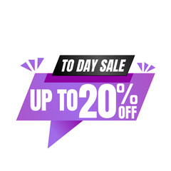 20% off sale balloon. Purple and black vector illustration . sale label design, Twenty 