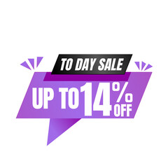 14% off sale balloon. Purple and black vector illustration . sale label design, Fourteen 