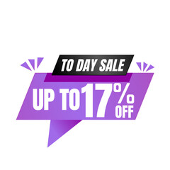 17% off sale balloon. Purple and black vector illustration . sale label design, Seventeen 