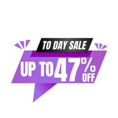 47% off sale balloon. Purple and black vector illustration . sale label design, Forty seven