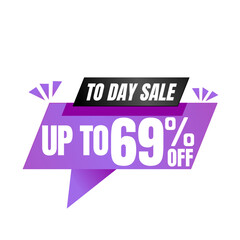 69% off sale balloon. Purple and black vector illustration . sale label design, Sixty nine