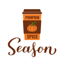 Pumpkin Spice season. Autumn quote typography poster. Vector template for fall decorations, banner, card, label, shirt, etc