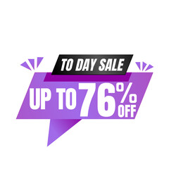 76% off sale balloon. Purple and black vector illustration . sale label design, Seventy-six