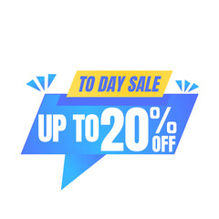 20% off sale balloon. Blue and yellow vector illustration . sale label design, Twenty 