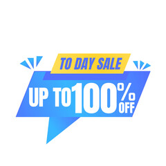 100% off sale balloon. Blue and yellow vector illustration . sale label design, Hundred