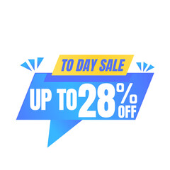 28% off sale balloon. Blue and yellow vector illustration . sale label design, Twenty-eight 
