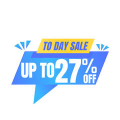 27% off sale balloon. Blue and yellow vector illustration . sale label design, Twenty-seven 