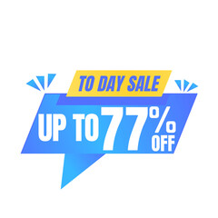 77% off sale balloon. Blue and yellow vector illustration . sale label design, Seventy seven