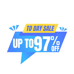 97% off sale balloon. Blue and yellow vector illustration . sale label design, Ninety-seven