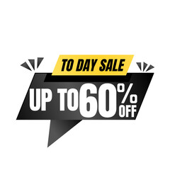 60% off sale balloon. Black vector illustration . sale label design, Sixty 
