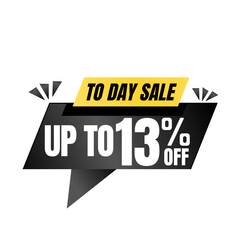 13% off sale balloon. Black vector illustration . sale label design, Thirteen 