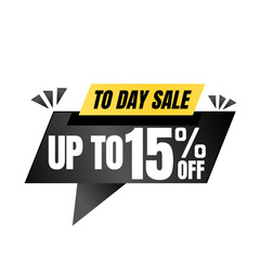 15% off sale balloon. Black vector illustration . sale label design, Fifteen 