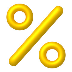 Golden percent sign. Business and science icon. 3d realistic design element.