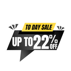 22% off sale balloon. Black vector illustration . sale label design, Twenty two