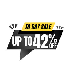 42% off sale balloon. Black vector illustration . sale label design, Forty-two