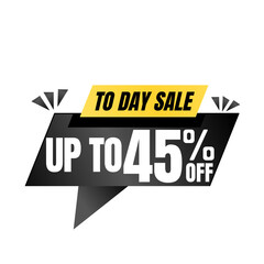 45% off sale balloon. Black vector illustration . sale label design, Forty five 