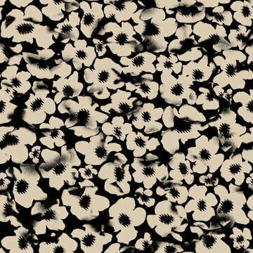 Watercolor seamless pattern with simple hand drawn flowers. Floral print.
