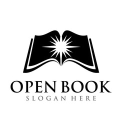 Open book logo design template vector illustration