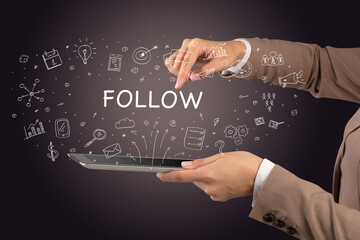 Close-up of a touchscreen, social media concept