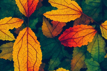 Naklejka na ściany i meble Fall Tree Leaves Autumn Color Seamless Texture Pattern Tiled Repeatable Tessellation Background Image