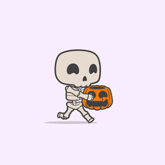 graphic character skeleton run brings a giant pumpkin