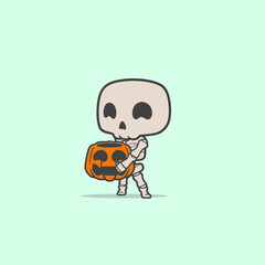 graphic character skeleton brings a giant pumpkin