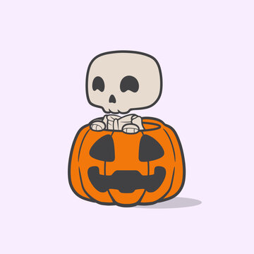 graphic character skeleton inside a pumpkin