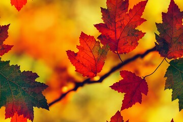 Fototapeta na wymiar Fall Tree Leaves Autumn Color Seamless Texture Pattern Tiled Repeatable Tessellation Background Image