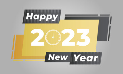 Happy new year 2023 in Golden LOOK in Light Background. 