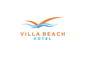 Villa beach resort logo design water wave abstract icon symbol