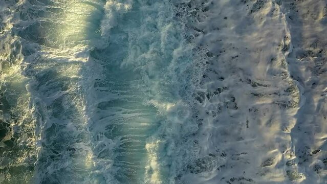 Storm at sea filmed on a drone in the sunset