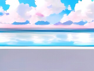 Fototapeta na wymiar sea and sky 2D anime Background 