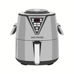 Air Fryer, Kitchenware vector illustration in silver. Semi realistic trendy design style, isolated on white background. Perfect and suitable for many purposes.