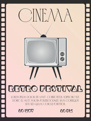 movie poster. retro festival poster. private film screening	
