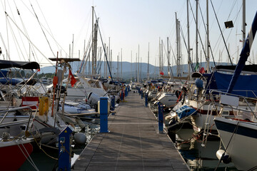 Dock in Gouvia marina located in Corfu island.